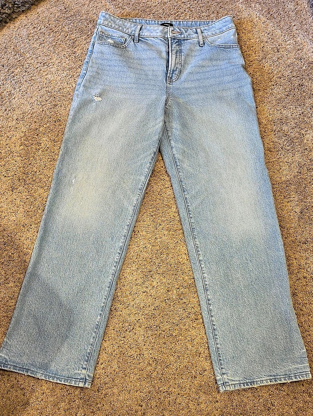 Express Relaxed Straight High Rise Stretch Jeans Blue Waist 12R